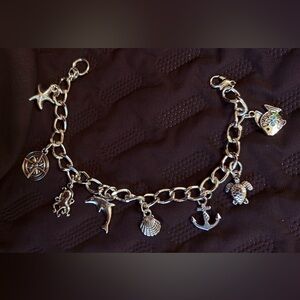 Hand Made Silver Charm Bracelet “OCEAN LIFE BEAUTIES”